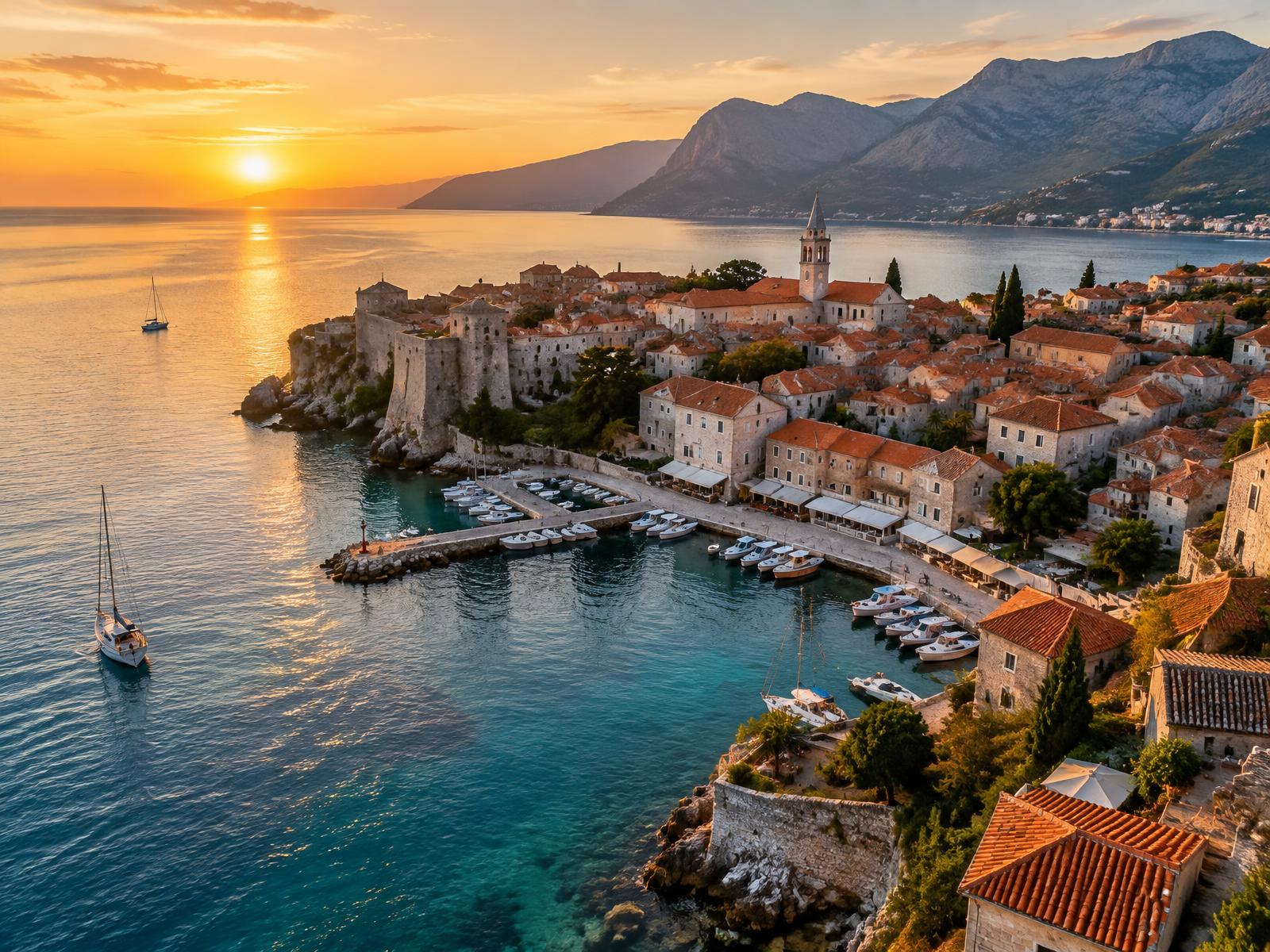 Mediterranean architecture and coastal landscape